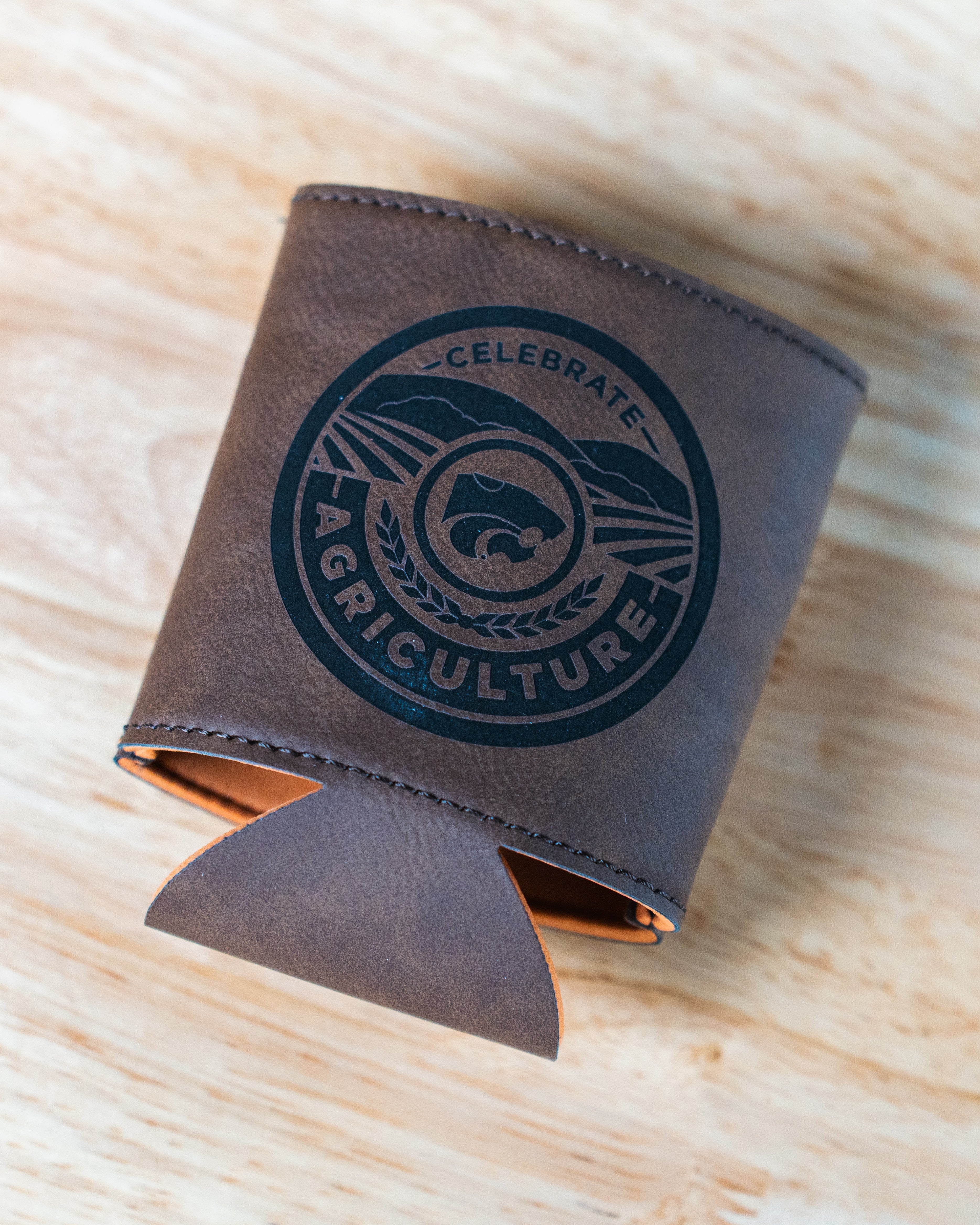 Faux Leather Celebrate Ag Koozie